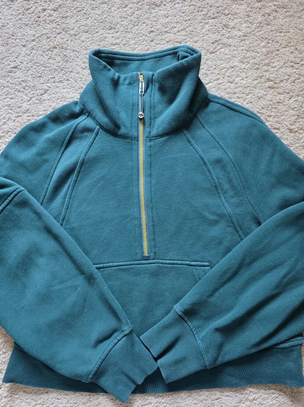 Lululemon Scuba Oversized Funnel-Neck Half Zip Size XS/S  Storm Teal Gold